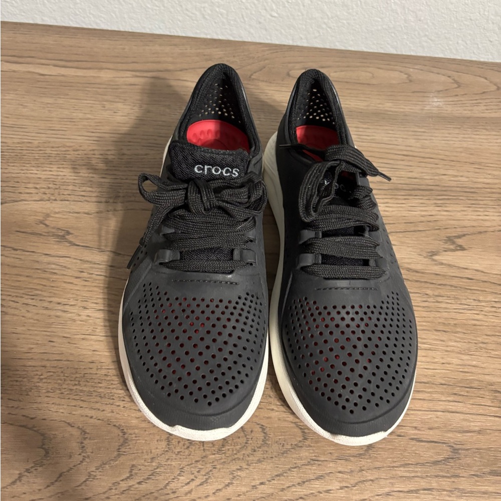 CROCS Black and White Sneakers with Breathable Design